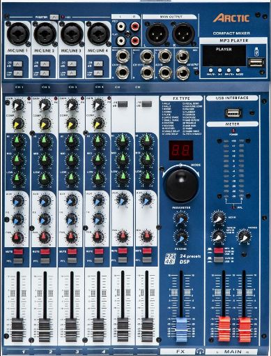 Picture of Audio Mixer 4 Mono, 2 Stereo, Effects, USB Interface