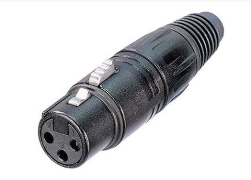 Picture of XLR Connector, 3P Female.  Black metal body