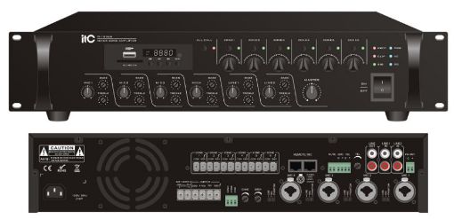 Picture of 350w/ 100v Mixer Amplifier. 6 zone, 4 Mic, 2 Aux, MP3